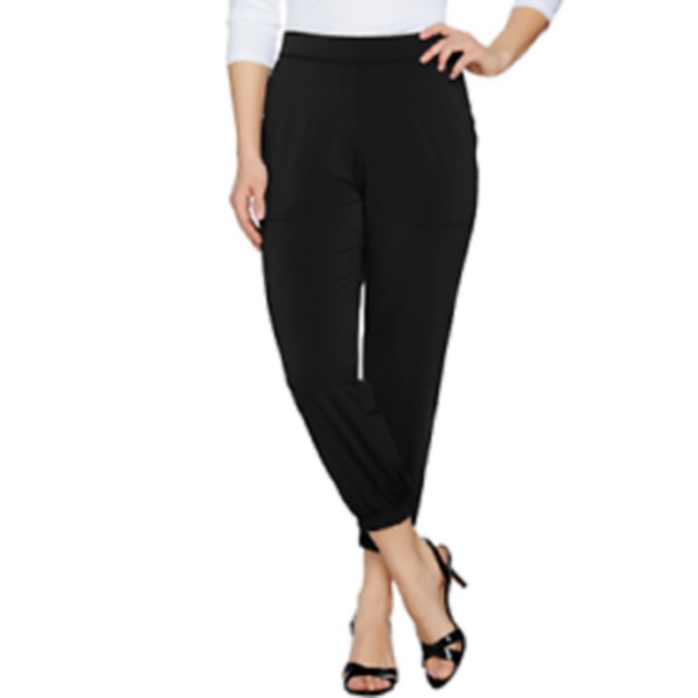 Lisa Rinna Sz MPet Collection Banded Bottom Knit Crop Pants/Black